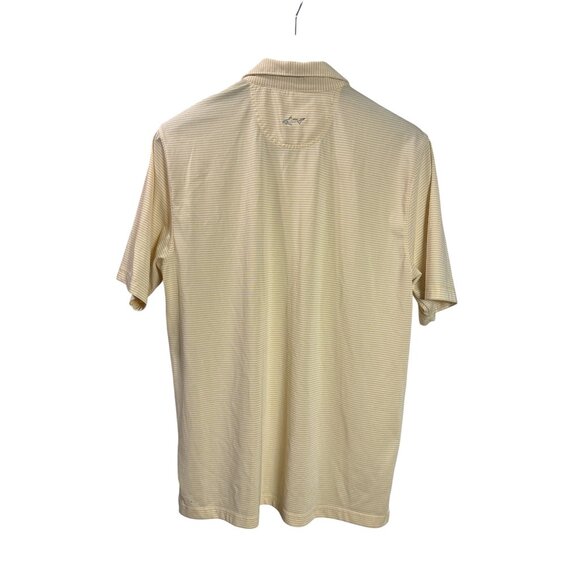 Greg Norman Mens Yellow White Striped Golg Polo Shirt L Polyester - Picture 4 of 5